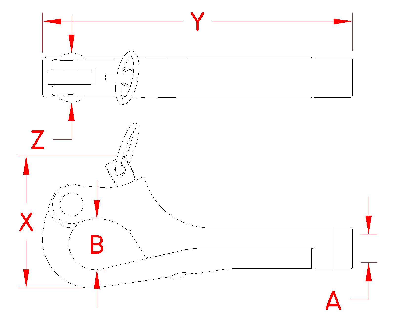 Stainless Steel Pelican Hook, S0162-0007, S0162-0008, S0162-0013, Line Drawing Stainless Steel Pelican Hook, S0162-0007, S0162-0008, S0162-0013, Line Drawing